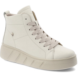 Rieker Białe Botki Modne Obuwie Damskie