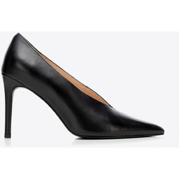 Damskie czółenka ze skóry naturalnej z głębokim wycięciem