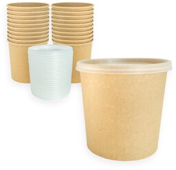 50 szt Kubek papierowy 750ml z pokrywką, pojemniki