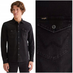 Wrangler WESTERN SHIRT Black REGULAR czarna koszula jeansowa