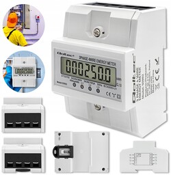 Qoltec Licznik energii 3-fazowy 100A LCD Miernik prądu
