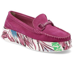 Filippo Różowe Półbuty Mokasyny Damskie Z Wzorzystą Podeszwą