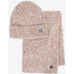 Komplet zimowy damski czapka i szalik beżowy