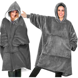Gruby Koc Narzuta Z Kapturem Oversize Bluza Szlafrok