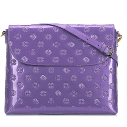 Damska listonoszka z metalicznej skóry lakierowanej duża fioletowa