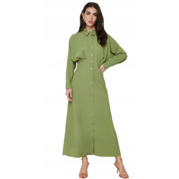 TRENDYOL ZIELONA SUKIENKA KOSZULOWA Z DŁUGIM RĘKAWEM