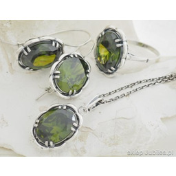 OLIVINE - srebrny komplet z oliwinami