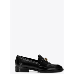 Skórzane mokasyny z biżuteryjną klamrą czarne