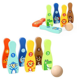 TOOKY TOY Drewniane Kręgle dla Dzieci. + Piłka,