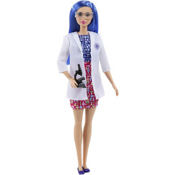 Barbie Naukowiec Lalka (30 cm) z niebieskimi włosami,