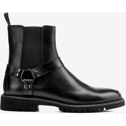 Męskie sztyblety ze skóry naturalnej z ozdobnym paskiem