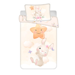 Jerry Fabrics Pościel bawełniana 100x135 Króliczek Gwiazdka beżowa