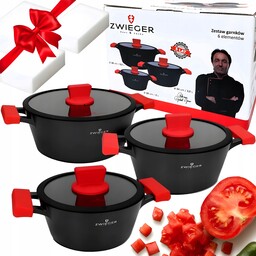 Zwieger Zestaw Garnków Z Pokrywą Indukcja OBSIDIAN+3X Magiczna