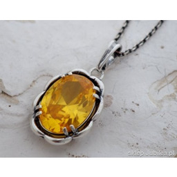 SŁOŃCE - srebrny wisior z cytrynem złocistym