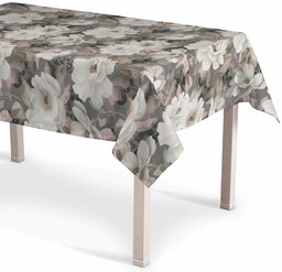 Obrus prostokątny, kremowe i różowe kwiaty na szarym