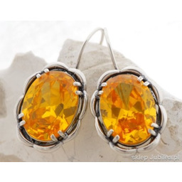 SŁOŃCE - srebrne kolczyki z cytrynem złocistym