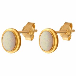Złote kolczyki 585 z naturalnym kamieniem Opal