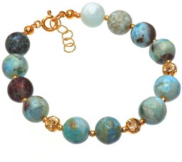 Larimar Wyjątkowa Bransoletka Złote Srebro