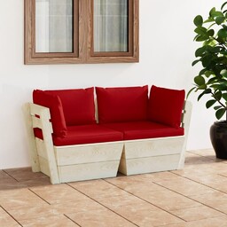 Emaga Ogrodowa sofa 2-osobowa z palet, z poduszkami,