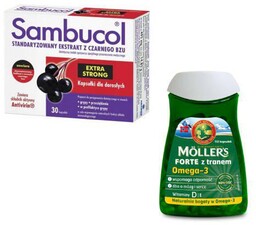 Zestaw SAMBUCOL Extra Strong, 30 kapsułek + Mollers