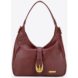 Damska listonoszka z ekoskóry z podwójnym zapięciem bordowa