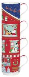 KUBKI PORCELANOWE Święty Mikołaj i świąteczni sąsiedzi -