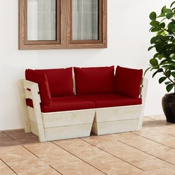 Emaga Ogrodowa sofa 2-osobowa z palet, z poduszkami,