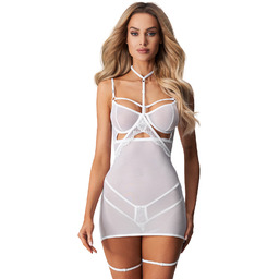 Obsessive Arrowel biała koszulka + choker i pasy