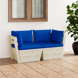 Emaga Ogrodowa sofa 2-osobowa z palet, z poduszkami,