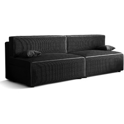 Elior Czarna rozkładana sofa sztruksowa T2-M77
