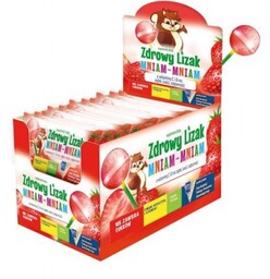 Zdrowy Lizak Mniam-Mniam na odporność truskawka kształt kulki,