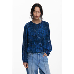 Plisowana bluzka z długim rękawem