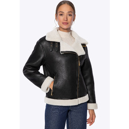 Damska kurtka oversize z imitacji zamszu czarna