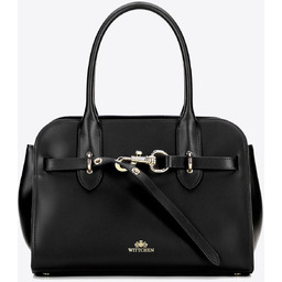 Damski kuferek z naturalnej skóry z dekoracyjnym zapięciem