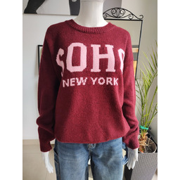 Sweter z napisem Soho - bordowy One size