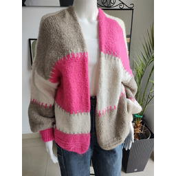 Krótki kardigan oversize - fuksja One size Azara