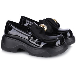 Półbuty damskie z kokardą Loretta Vitale W5322 BLACK