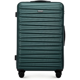 Duża walizka z ABS-u w poziome tłoczenie zielona