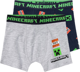 Minecraft Bokserki dziecięce z bawełną, 2 pary Szary/granatowy