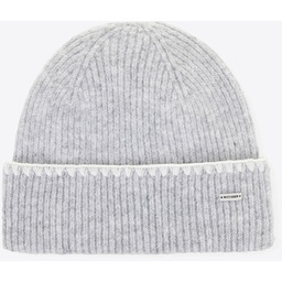 Czapka damska z dekoracyjnie obszytym brzegiem szara