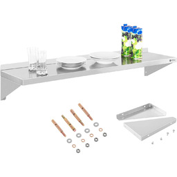 Półka ścienna wisząca stalowa nierdzewna pojedyncza 120cm 35