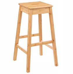 Krzesło Hoker bambusowe Brązowe do kuchni 75x42 cm