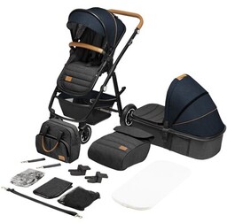 LIONELO Wózek dziecięcy Amber 3w1 Blue Navy Czarno-niebieski