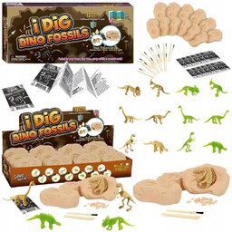 Duży Zestaw 12 Skamieliny Dinozaurów Kopalnia Wykopaliska Figurki