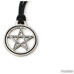 WISIOREK SREBRNY PENTAGRAM talizmany rock pentagram gwiazda rzemyk