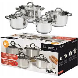Ambition 8 Garnki Zestaw Komplet Garnków Stali Nierdzewnej