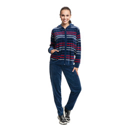 Luna Dres damski długi 341 welurowy L indygo