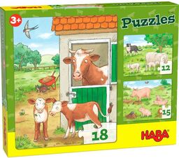 Puzzle tekturowe Wiejskie Zwierzątka HB305884-Haba, puzzle edukacyjne