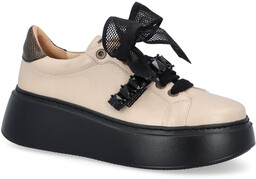 Sneakersy damskie ze skóry - TYMOTEO 2766 BEŻOWE