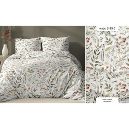KARO Pościel bawełniana 160x200 łąka oliwkowa zapinana